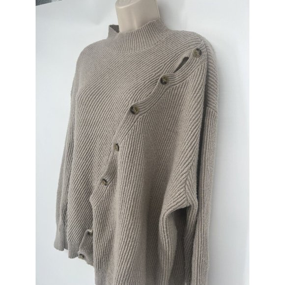 Women’s ASTR the label Button Slit Front Sweater Taupe Size XL - Picture 2 of 7